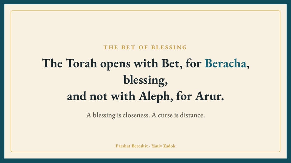 The Torah opens with Bet, for Beracha