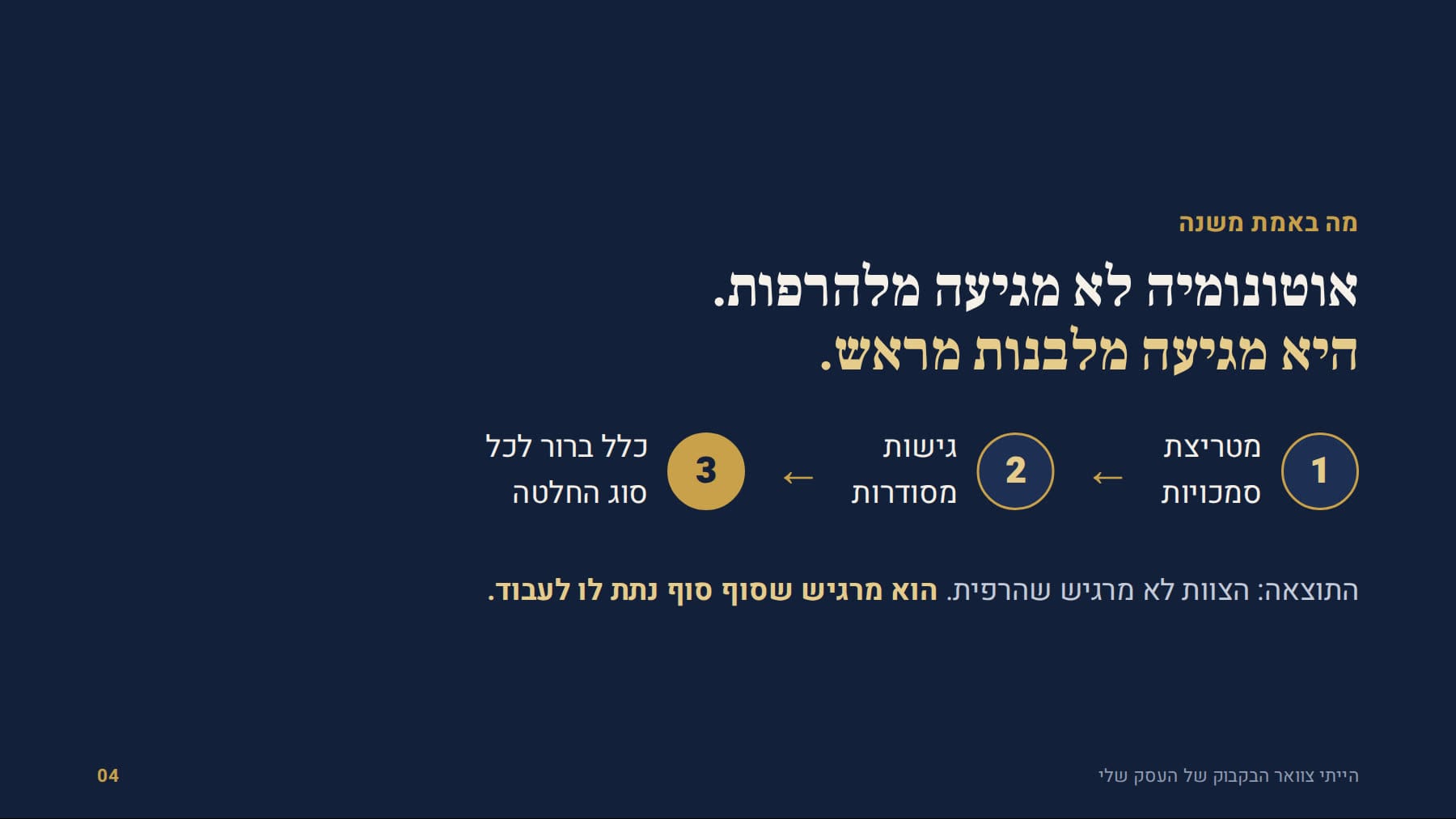 מטריצת סמכויות, גישות מסודרות, כלל ברור לכל סוג החלטה