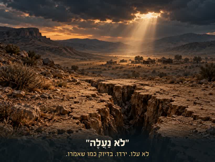 אדמת מדבר סדוקה מול מחנה אוהלים בשקיעה