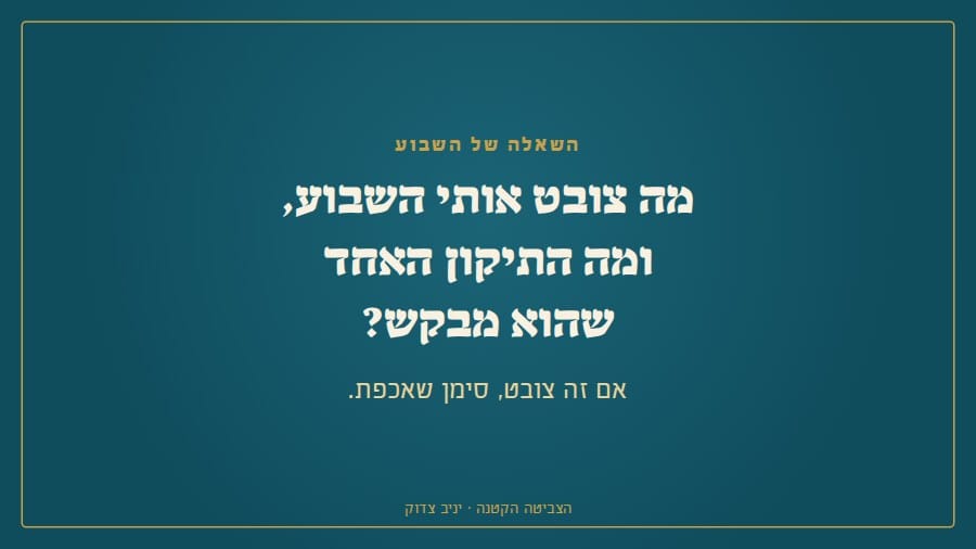 מה צובט אותי השבוע, ומה התיקון האחד שהוא מבקש?
