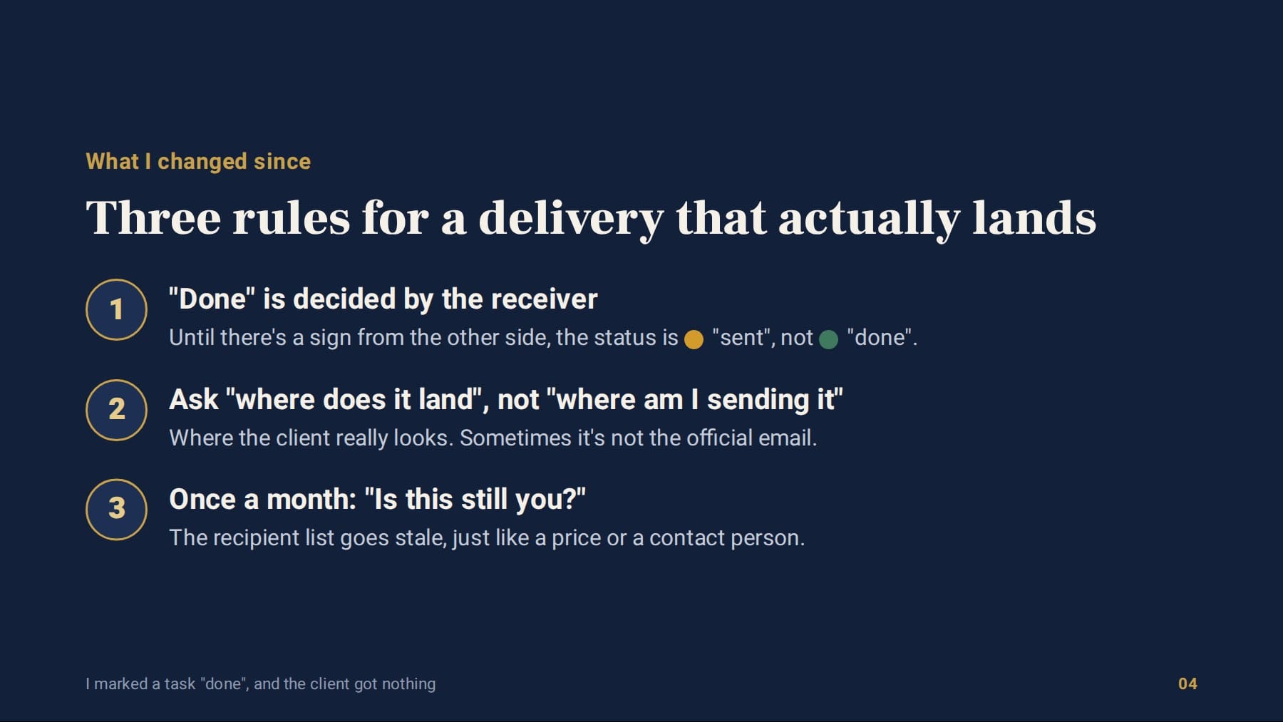 Three rules for a delivery that actually lands