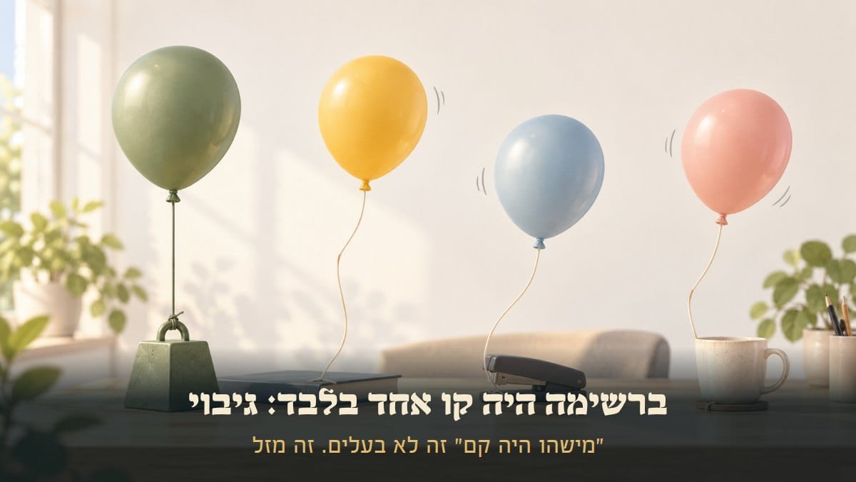 ברשימה היה קו אחד בלבד: גיבוי · "מישהו היה קם" זה לא בעלים. זה מזל