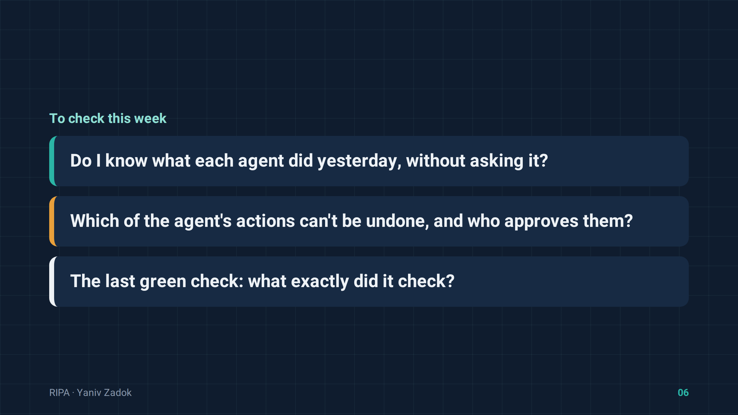 Three questions to check this week
