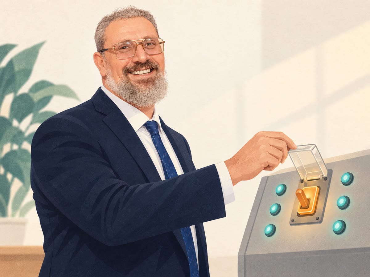 יניב מרים את מכסה המתג לאישור פעולה