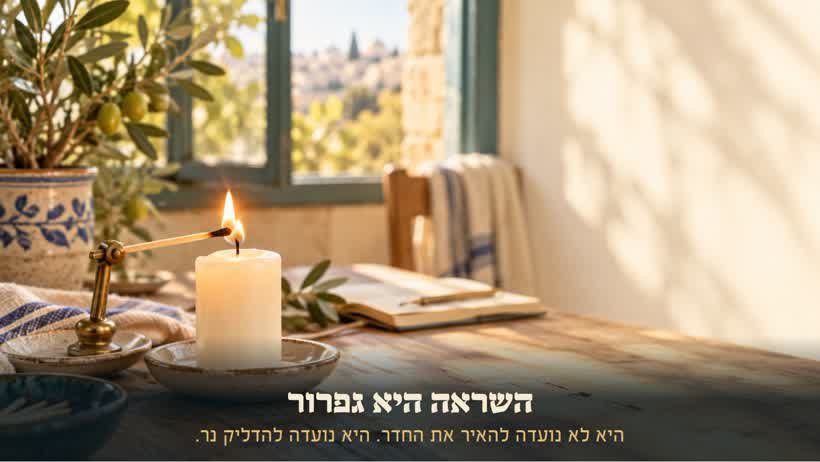 גפרור שמדליק נר בחדר מואר: השראה היא גפרור