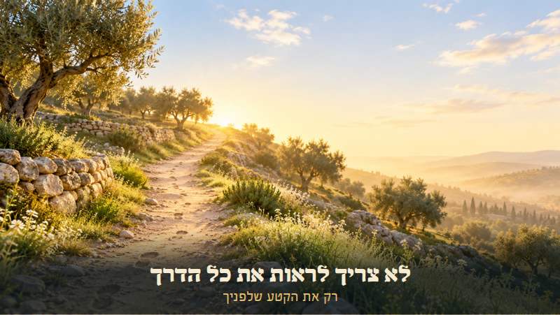 שביל עפר עם עקבות טריות שעולה ונעלם מעבר לרכס, אל ערפל בוקר