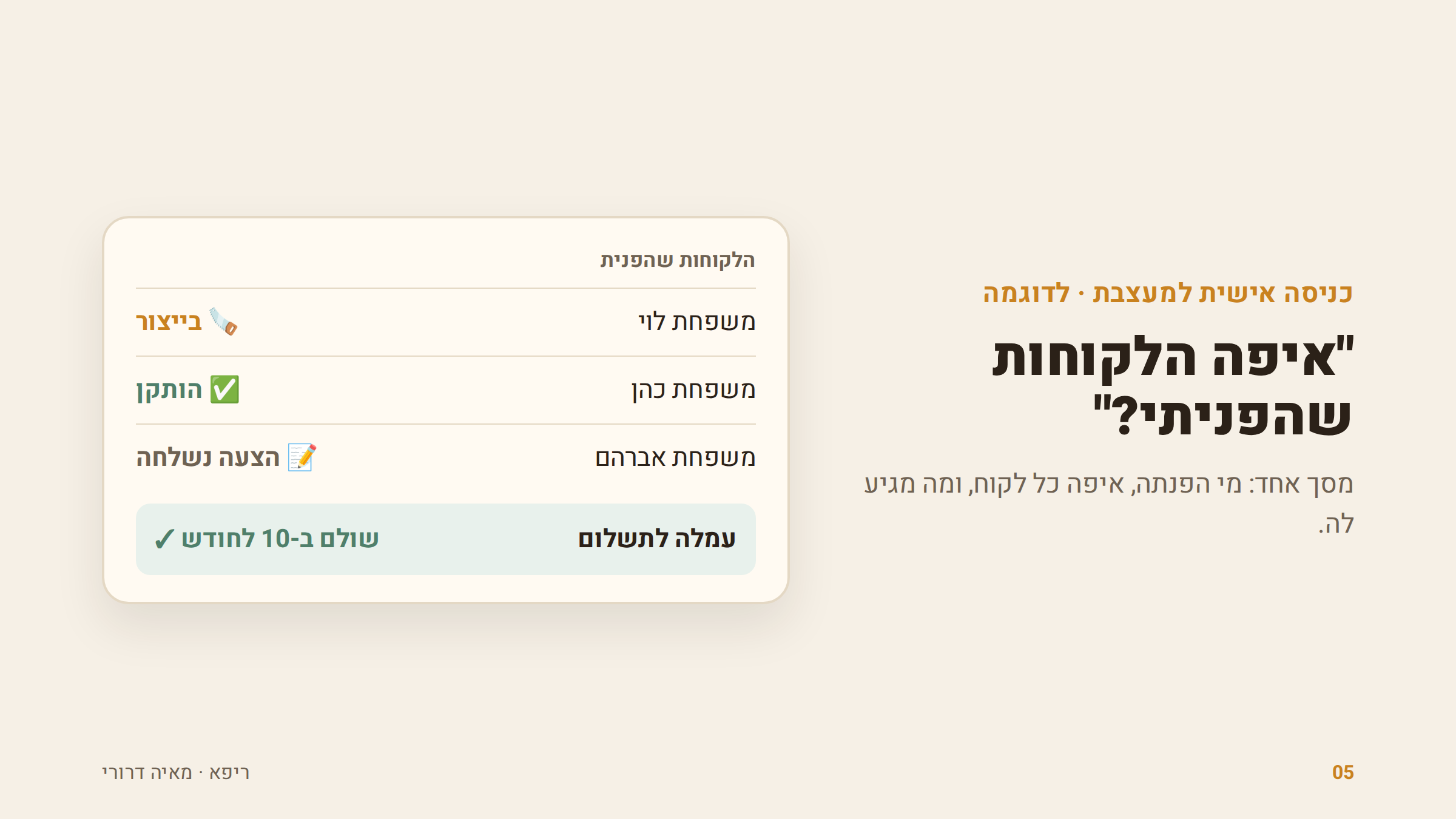 כניסה אישית למעצבת