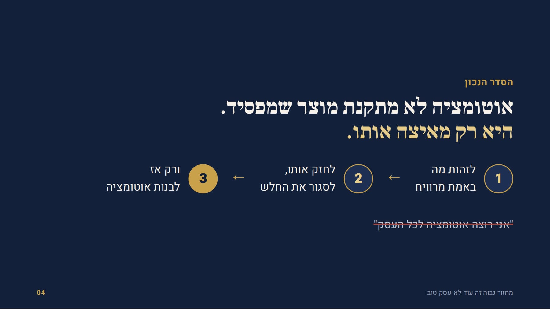 הסדר הנכון: מה מרוויח, לחזק, ורק אז אוטומציה
