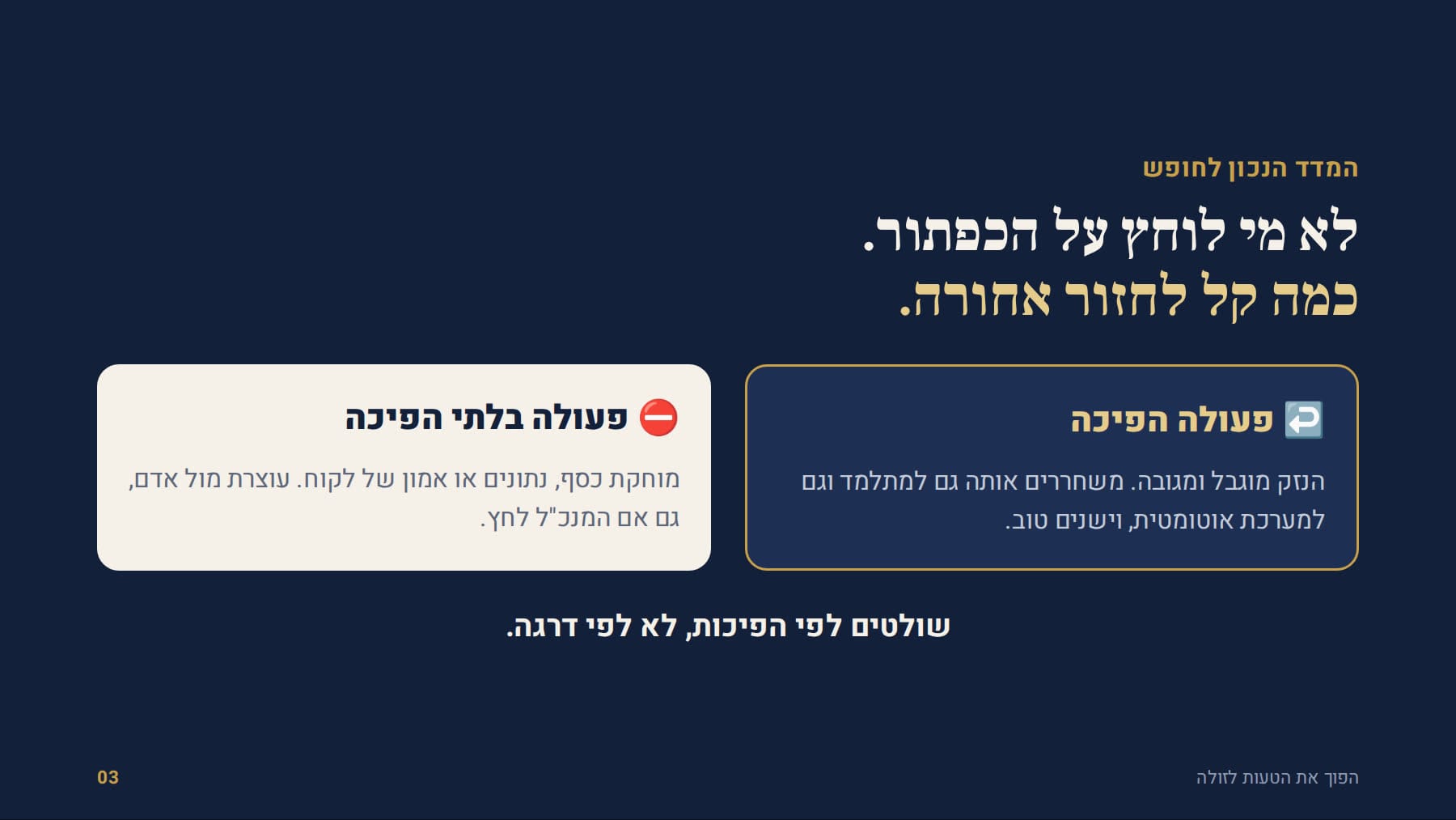 שולטים לפי הפיכות, לא לפי דרגה