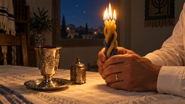 נר הבדלה, כוס יין ובשמים