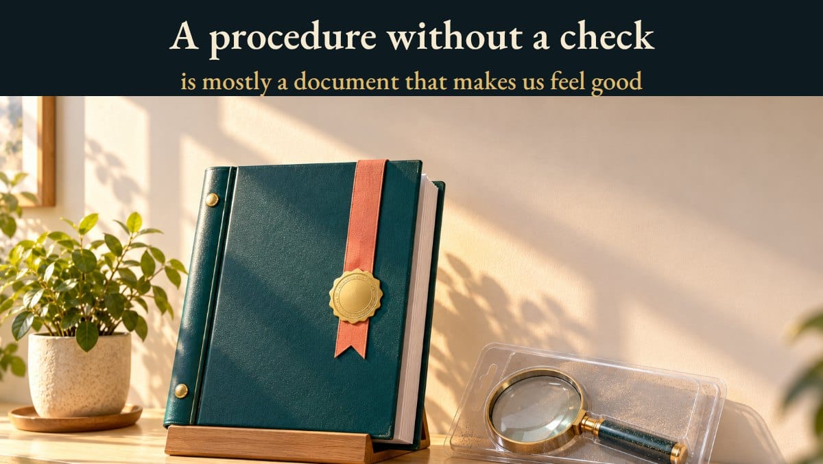 A procedure without a check · is mostly a document that makes us feel good