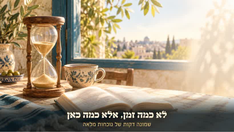 שעון חול על שולחן עץ באור בוקר: לא כמה זמן, אלא כמה כאן