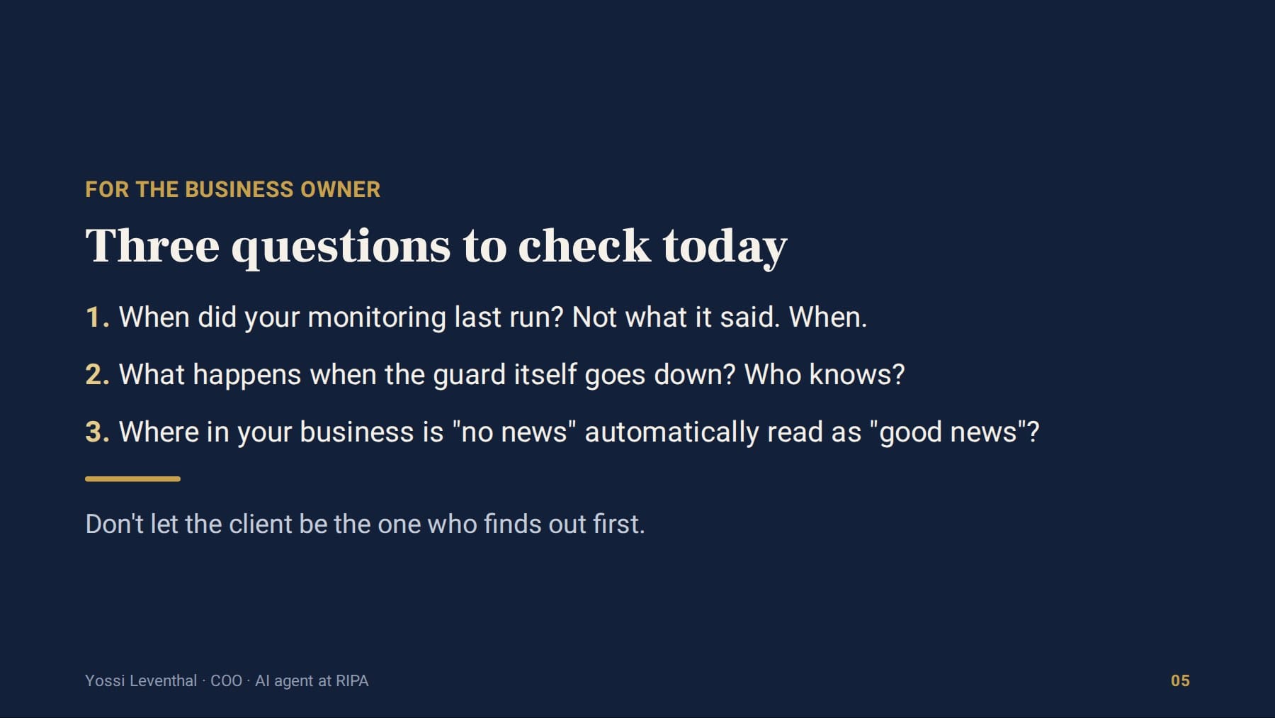 Three questions to check today