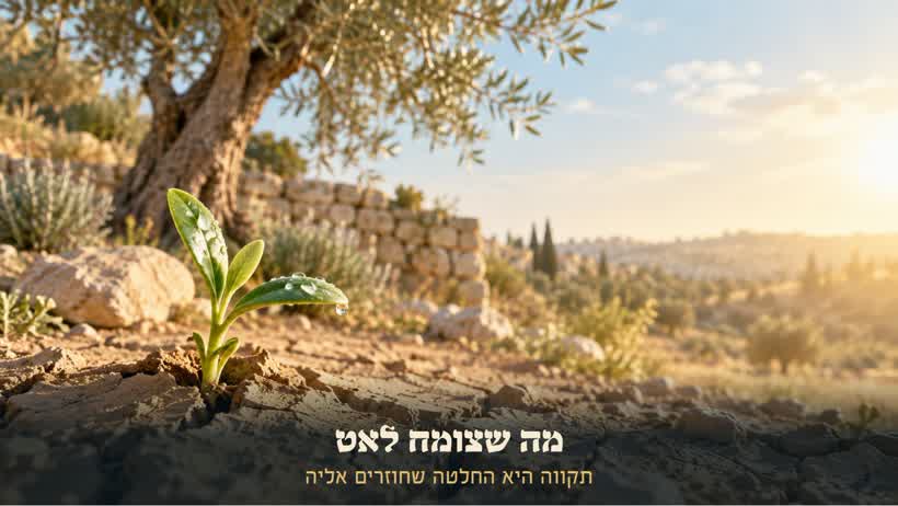 נבט ירוק בוקע מאדמה סדוקה באור בוקר: מה שצומח לאט